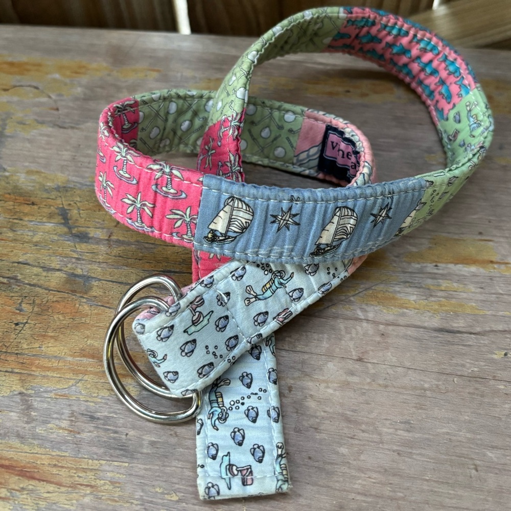 Vineyard Vines Preppy Cotton Patchwork D Ring Belt Multicolor Size M